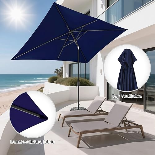 Miniatura 5 de FLAME&SHADE Sombrilla de mesa de patio de 9 pies con inclinación