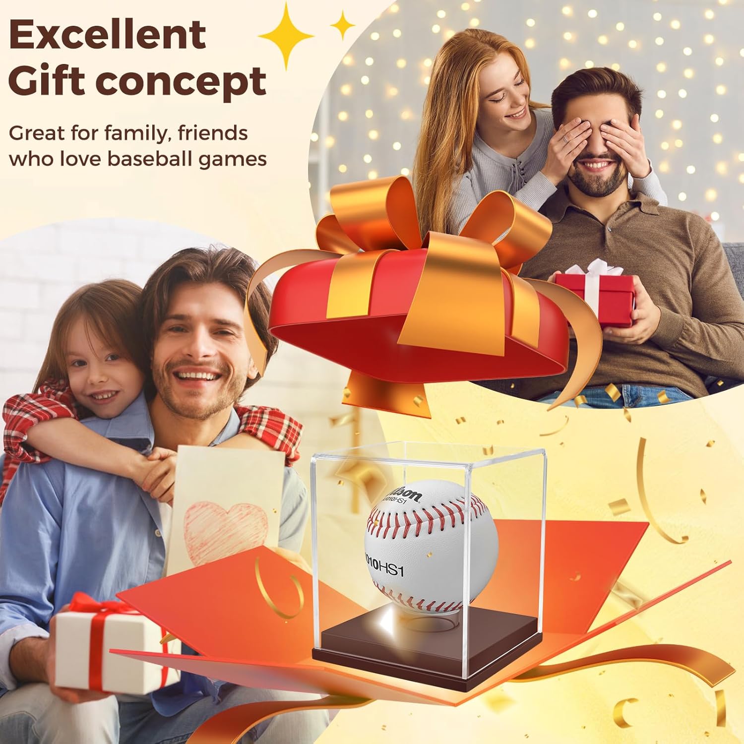 Baseball Display Case, UV Protected Clear Acrylic Cube Golf Ball Display Holder, Autograph Stand and Memorabilia Showcase Box for One Ball, Brown Wooden Base - Image 7