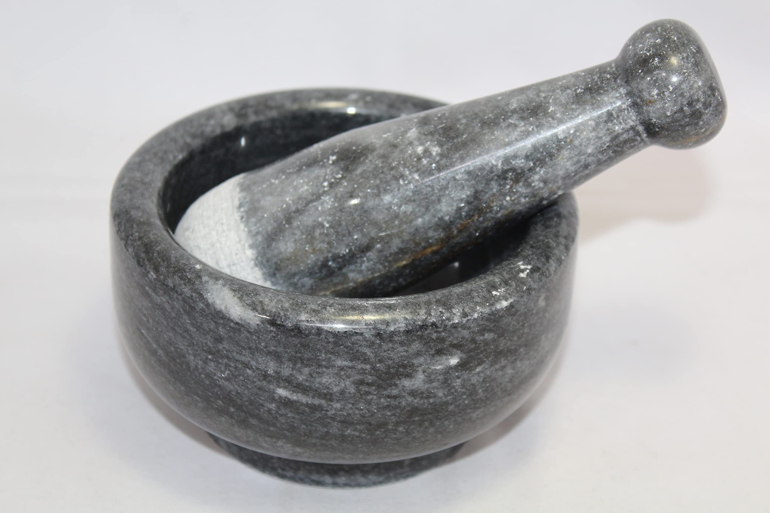 PH Artistic Mortar Pestle Marble Set Grinder Herb Spice Stone Natural Black Pill Crusher HD4