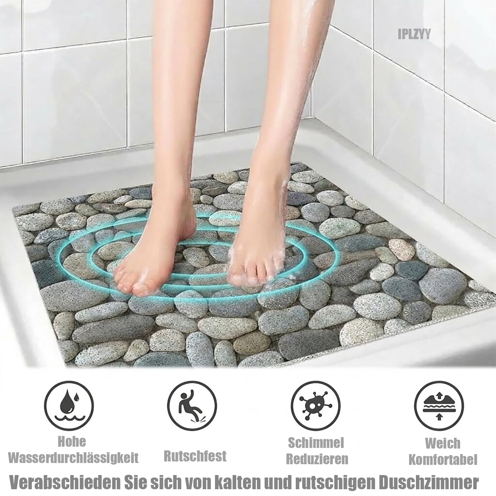 Alfombra Ducha Antideslizante Estilo Moderno Alfombrilla Ducha Antideslizante de PVC Textura de Luffa Alfombra baño con Agujeros de Drenaje Secado Rápido,Farbe1,60x120cm