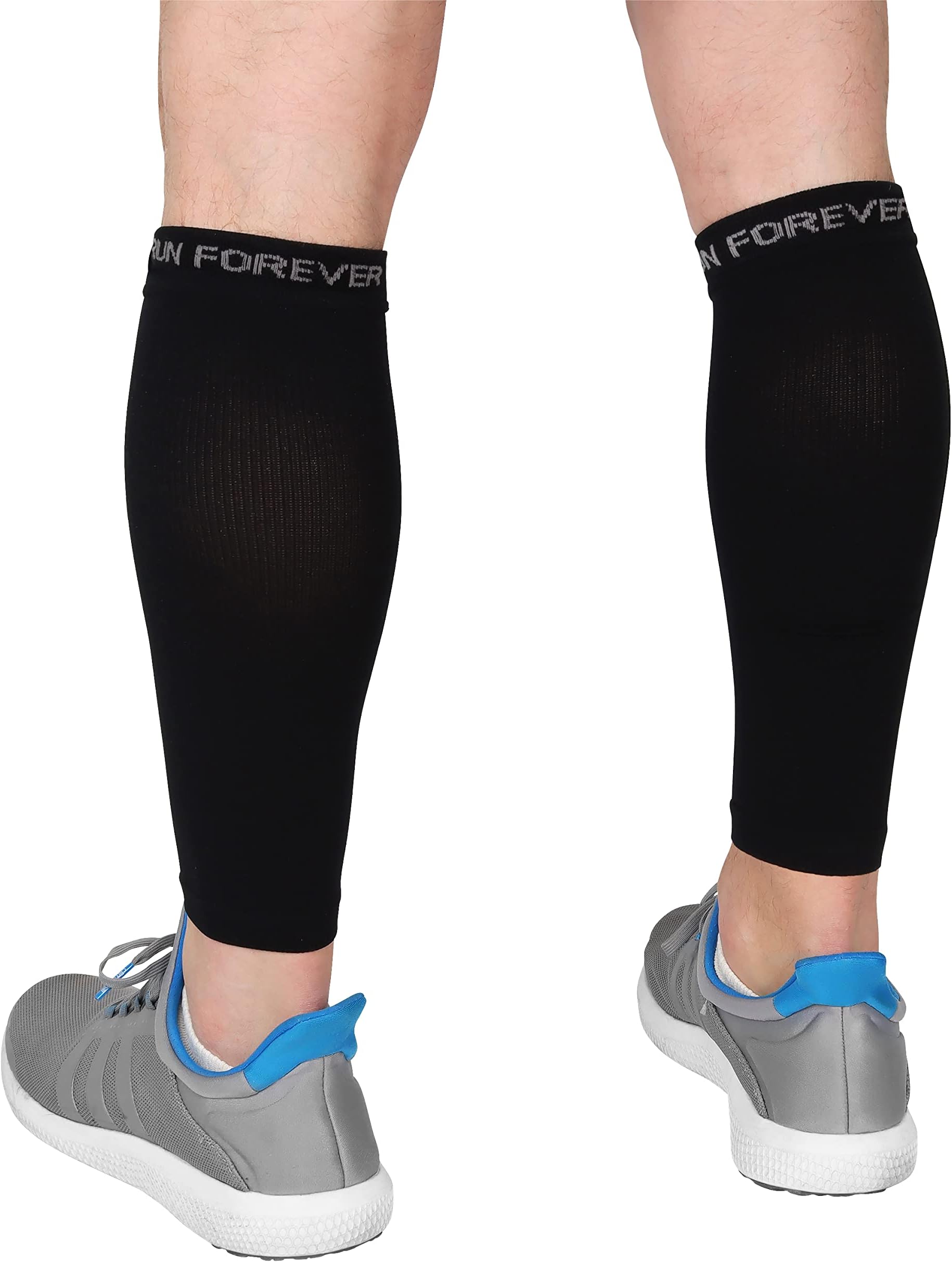Run Forever Sports Leg Compression Socks for Shin Splint, Varicose Vein and Calf Pain Relief for Men, Women and Runners (Black, Medium)