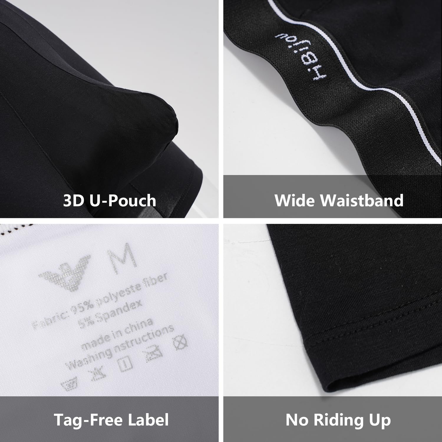 Mens Underwear Boxer Brief Extra Long High Waisted Briefs Breathable Soft for Outdoor Sport Fitness Swimming Biking - Image 2