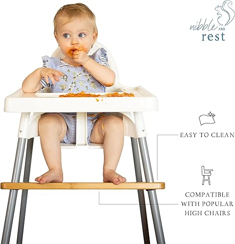 Miniatura 6 de Nibble and Rest Woodsi Footsi - Reposapiés para silla alta IKEA Antilop, altura ajustable, hecho de madera de bambú