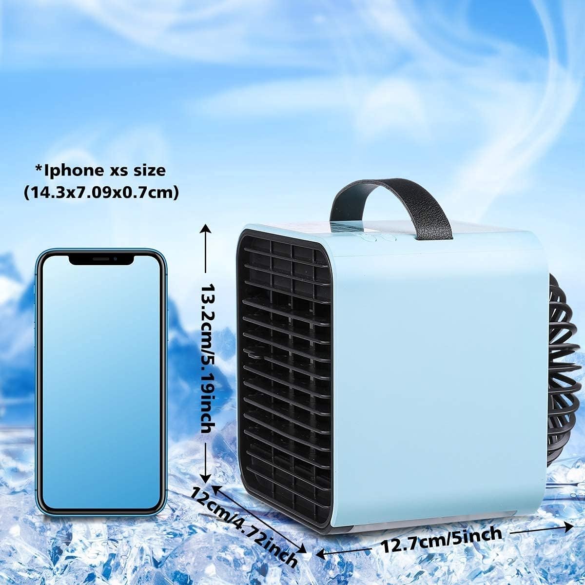 Air Conditioner, Portable Mini Negative Ion Cooling Fan, USB Charging, 3 Speeds, LED Night Light, Suitable for Home