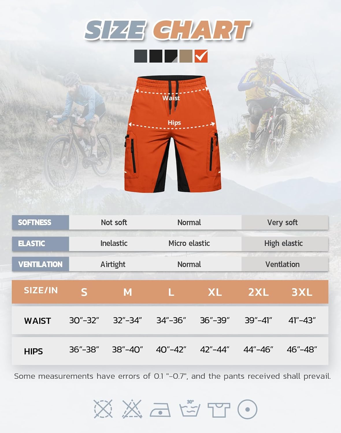Ally Men's Mountain Bike Shorts 4D Padded Lightweight Loose-fit with Zipper Pockets for Biking Cycling Bicycle Riding Biker