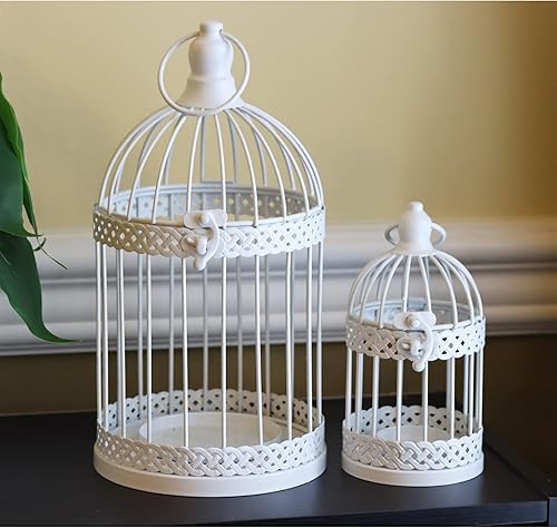 Vista 2 de Birdcage - Portavelas decorativo, farol, centros de mesa decorativos, blanco, grande, juego de 12 Negro,Dorado,Blanco