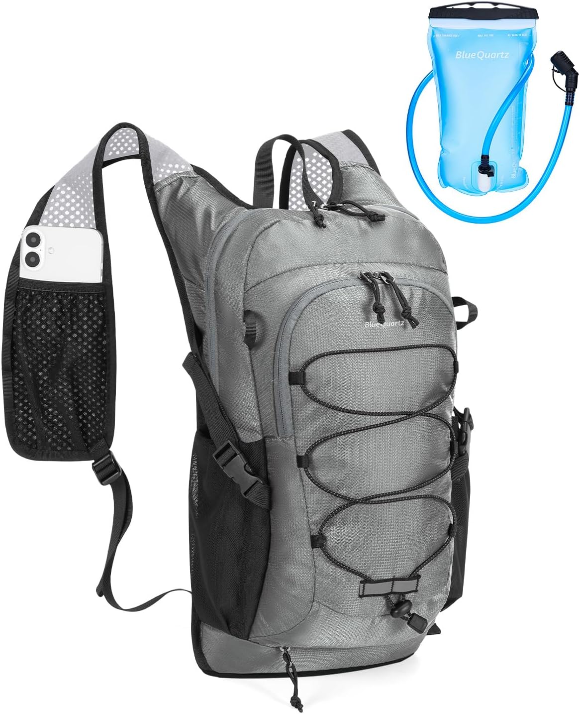 Blue Quartz Hydration Backpack with 2L Water Bladder, 18L Hiking Backpack for Women Men, Lightweight Water Pack with Phone Pocket for Quick Access, Hydration Pack for Cycling, Running, Biking