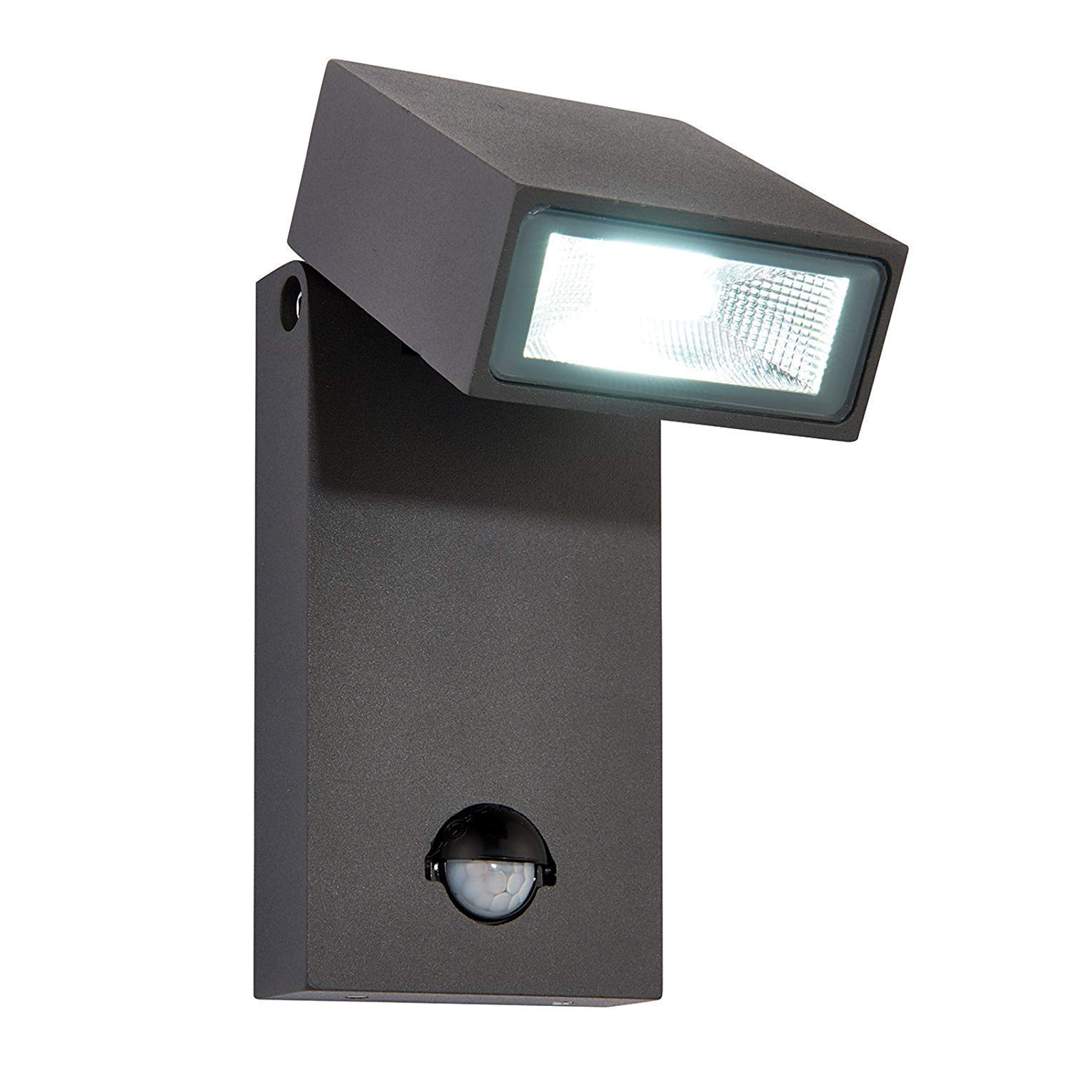 Saxby Morti 10W Dark Matt Anthracite Die Cast Aluminium PIR Motion Sensor Adjustable Outdoor Garden IP44 COB LED Wall Light