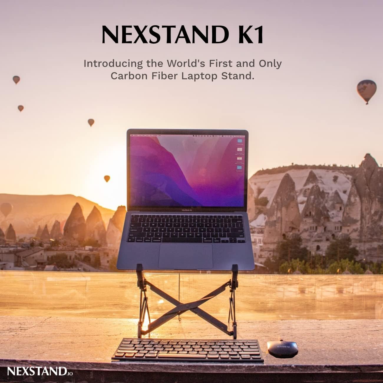 NEXSTAND K1 - Soporte Plegable de Fibra de Carbono para Laptop, 7 Niveles de Altura Ajustable, ergonómico para Escritorio, MacBook, Notebook