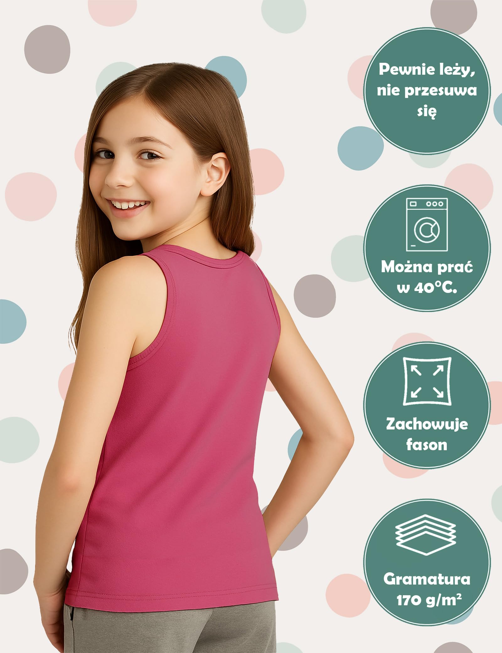 ALPIDEX 5 Sztuk Podkoszulki Bielizna Dziewczynki Zestaw 100% Bawełna Podkoszulek Kamizelek Bez Rękawów Jednokolorowe Podkoszulki Dzieci