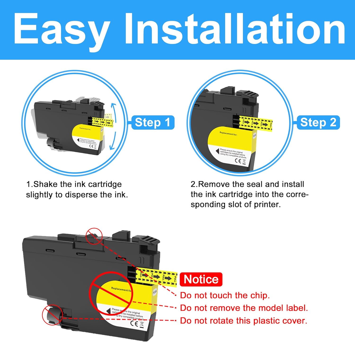 LCL LC 404 LC-404 Yellow High Yield Ink Cartridge Replacement for Brother LC404 LC404Y for MFC-J1205W MFC-J1205W XL MFC-J1215 MFC-J1215W Printers (2-Pack)