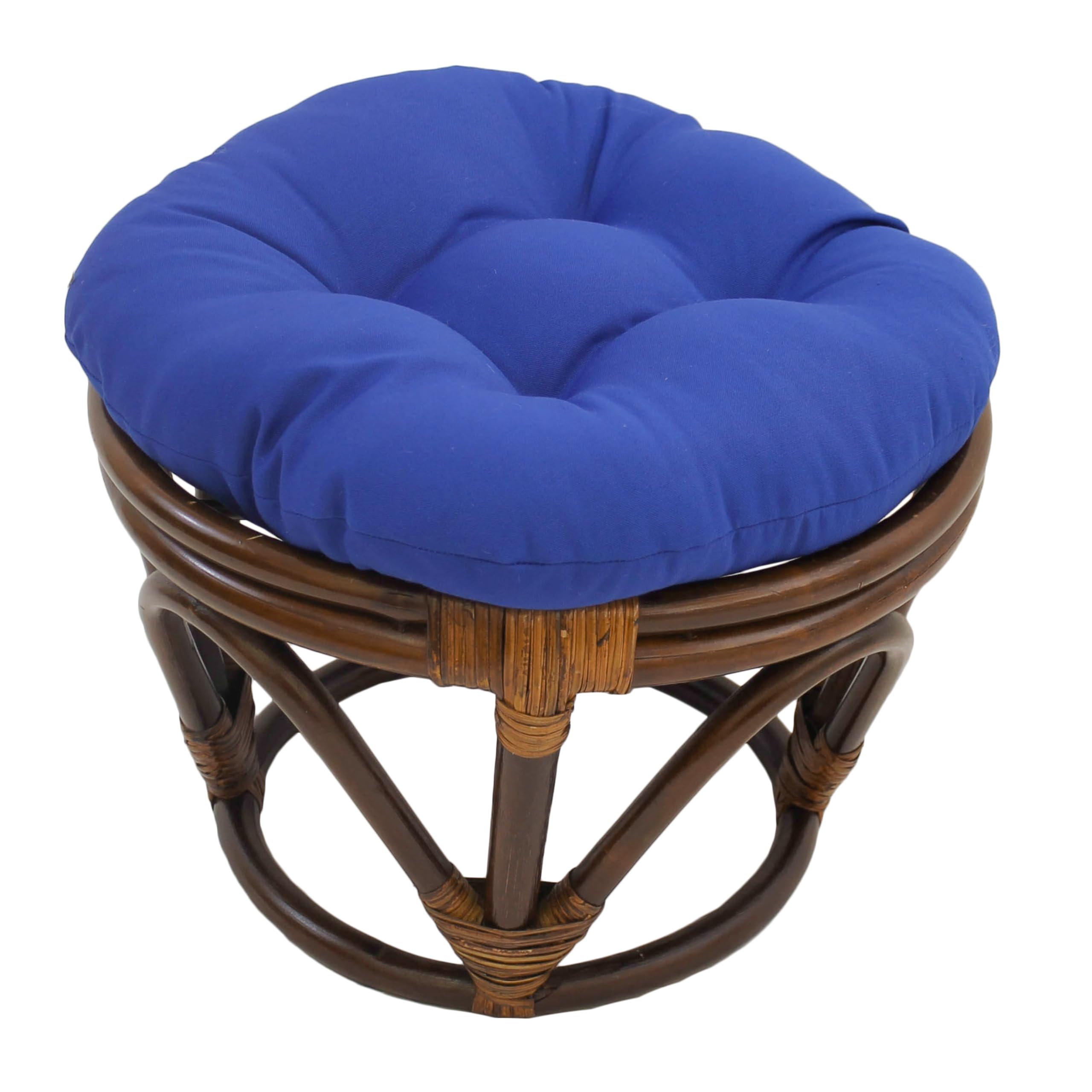 Blazing Needles 18-inch Round Solid Twill Tufted Footstool Cushion - Royal Blue
