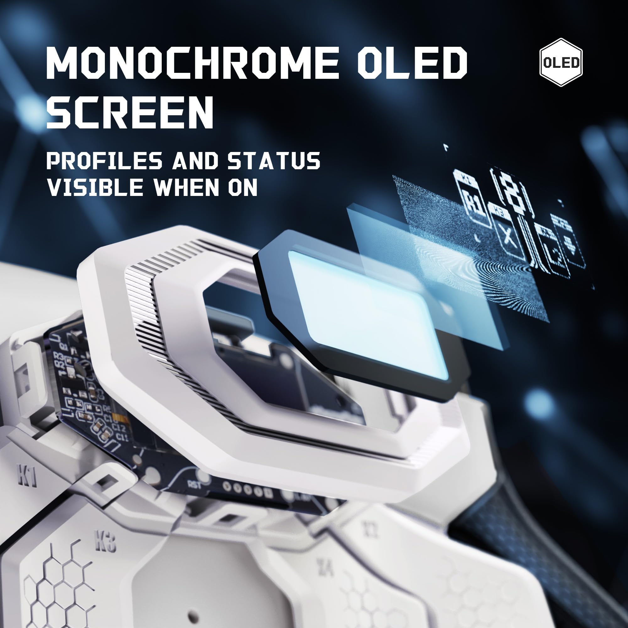 eXtremeRate BEYOND Remap Kit per ps5 Edge Controller, Display OLED, Cover Grip Ergonomici, 4 Palette Tasti Posteriori Rimappabili, Paddle Accessori per ps5 Edge Joystick, Bianco&Nero