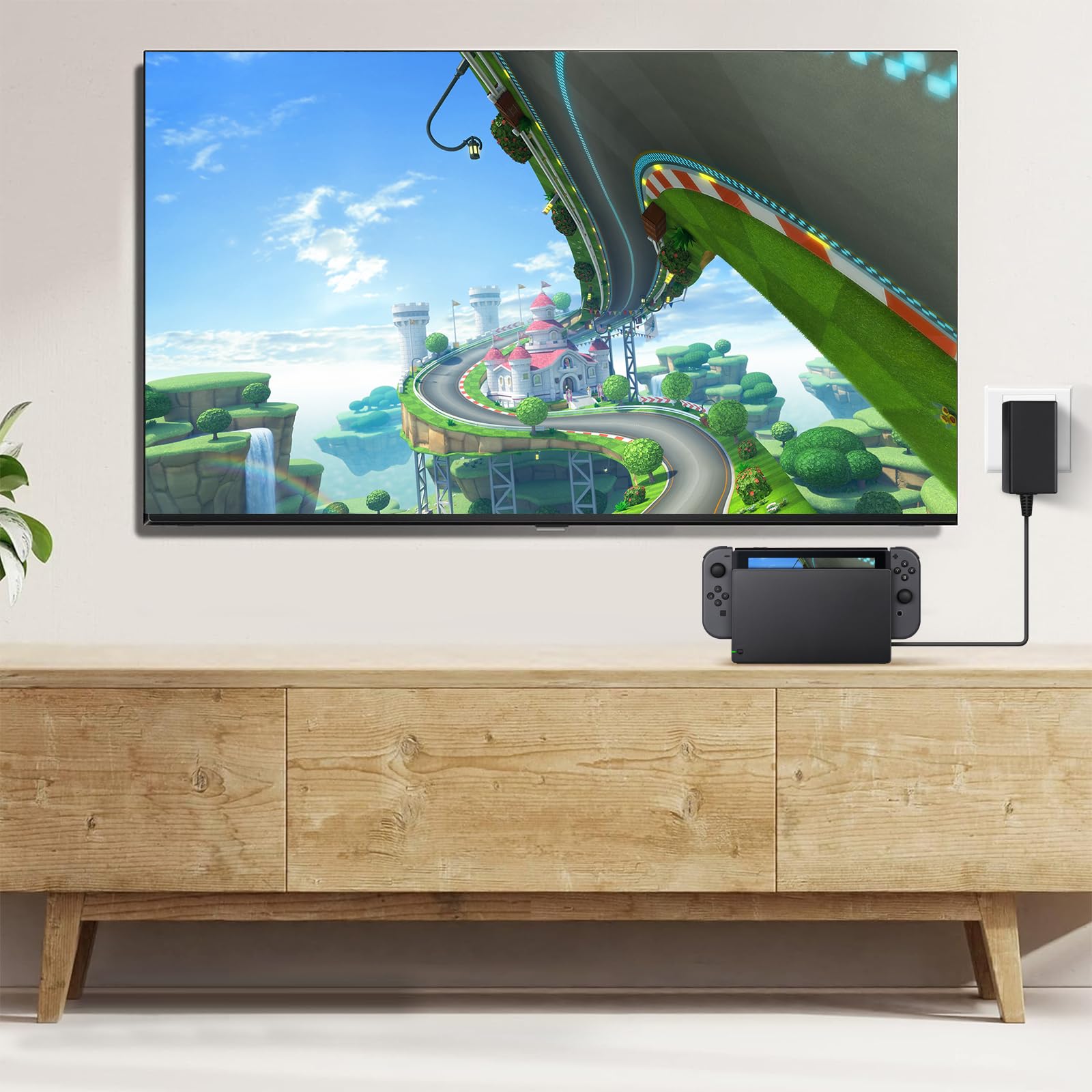 TV Dock Station for Switch - 3 in 1 Replacement TV Base Docking Station Set with Upgraded IC Module, Charger, HDMI Cable Accessories for Switch Console - Not for Switch 2