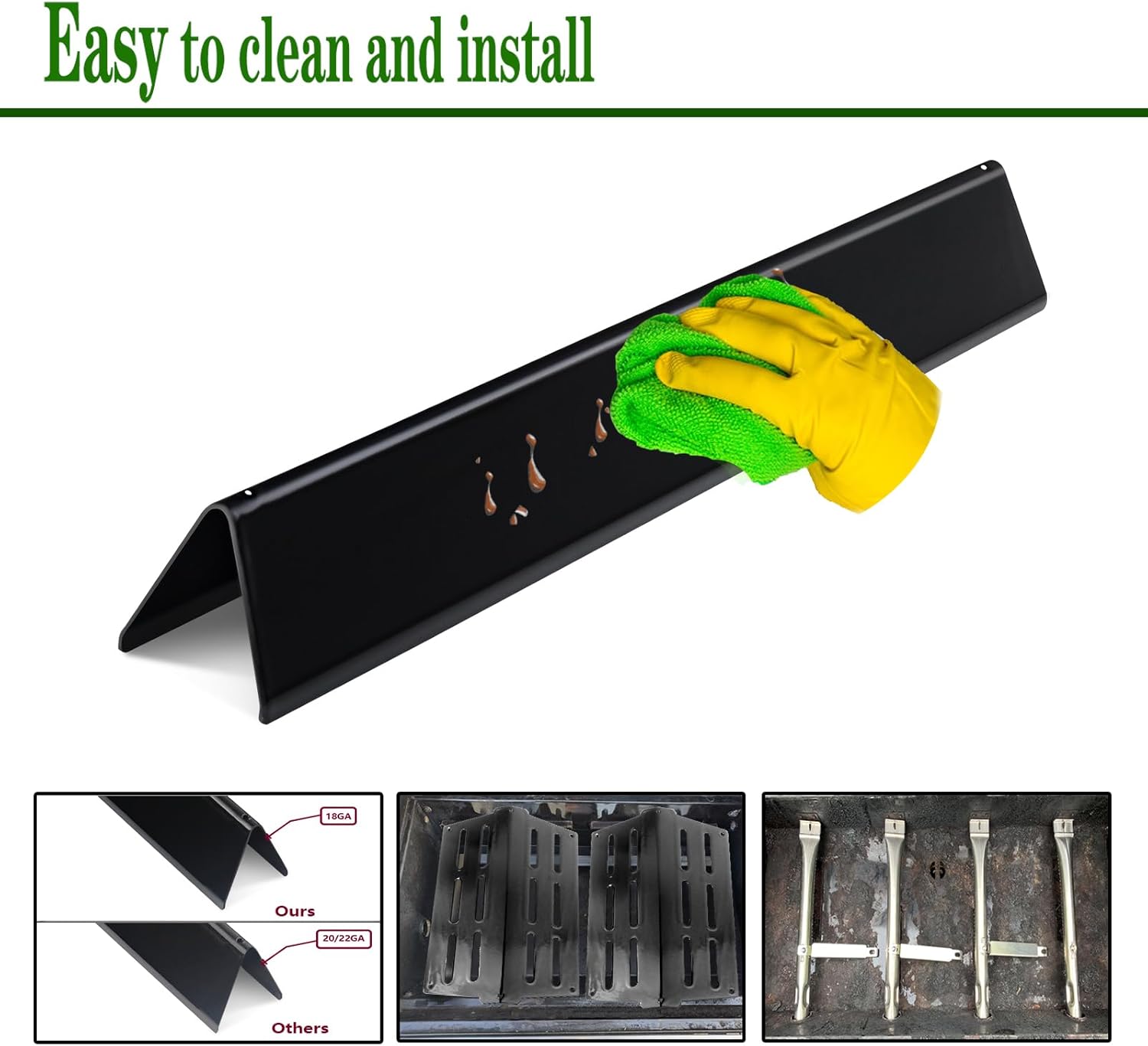 17.5" Porcelain Steel Flavorizer Bars Replacement for Weber Genesis Grill Parts 300 Genesis E/EP-310 E330 EP-330 Genesis S-310 (with Front Control Knobs),7620 7621 Heating Plate Parts For Weber