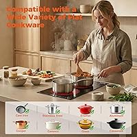 Vista 4 de 12 Inch Electric Cooktop, 2 Burners Built-in Electric Stove Top Hot Plate, Drop-in Ceramic Cooktop Kitchen Stoves with Touch Control, Safety Lock