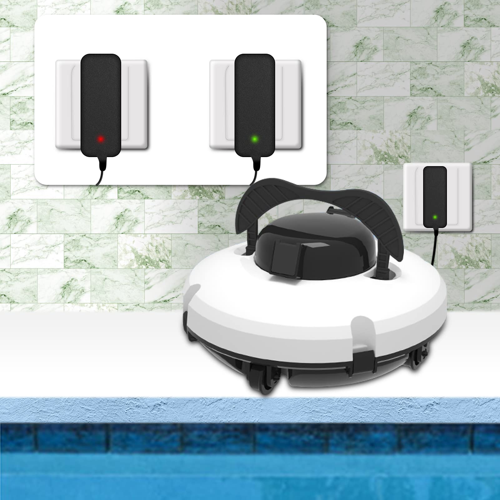 Lixada Robot per Piscina,Aspirapolvere per Piscina Automatiche Senza Fili,Aspirapolvere per Pavimenti e Power Clean da 120 Minuti, parcheggio Automatico e Arrampicata 18°