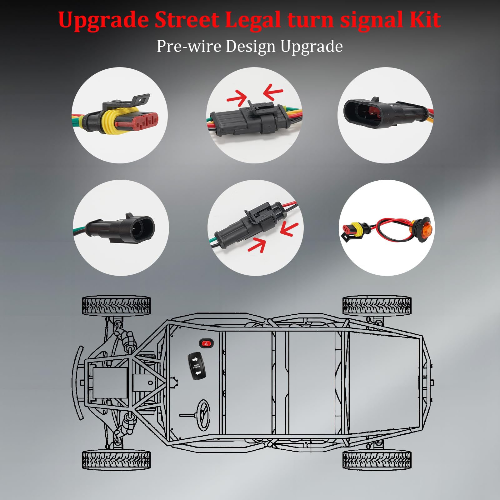Blogole UTV Turn Signal Kit - Pre-wired Street Legal Kit With Horn, Hazard Switch, Plug & Play