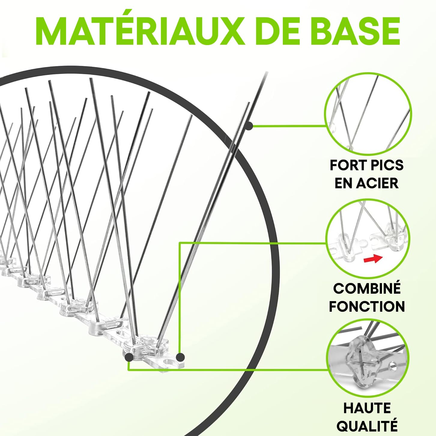 Piques en Acier Inoxydable Anti – Oiseaux – Repoussant Durable de Pigeons – Très dissuasif pour Les Oiseaux, Corbeaux et Les piverts – Facile à Installer et enlever, 10ft Soit 3M