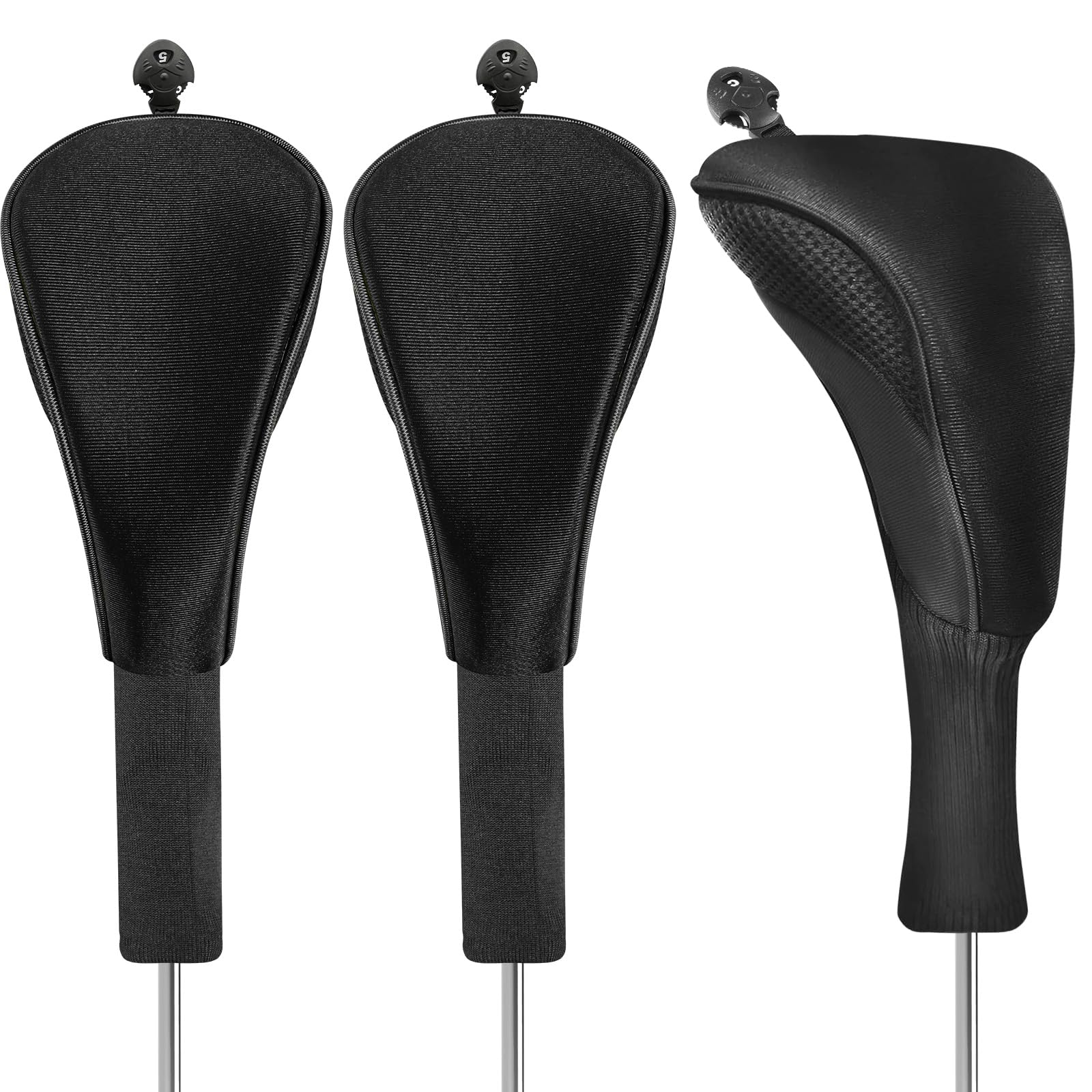 Photo 1 of !!USED !!FINAL SALE!!
Amy Sport Golf Head Covers Set for Driver Fairway Woods Hybrid Clubs Value 6 Pack, Long Neck Design with Interchangeable Number Tag 3 4 5 7 X, Durable Protection Fits Most Clubs (Black-(1D+1F+4H))