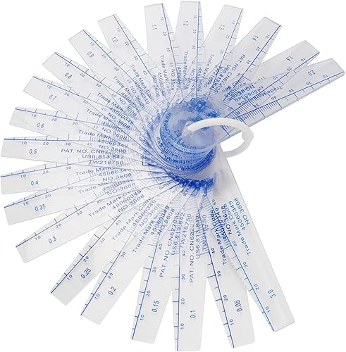 Herramienta de medición de espacio métrico de 0.002 in a 0.118 in de calibrador de espesores de plástico 21 hojas