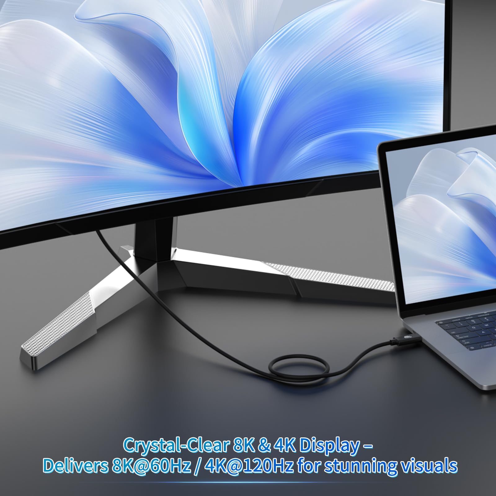Cavo USB C per monitor da 6 m, 4K a 144 Hz/60 Hz 8K a 30 Hz, cavo video USB C 3.2 Gen 2x2, trasferimento dati 20 Gbps, ricarica rapida PD, compatibile con iPhone 16, MacBook Pro, iPad