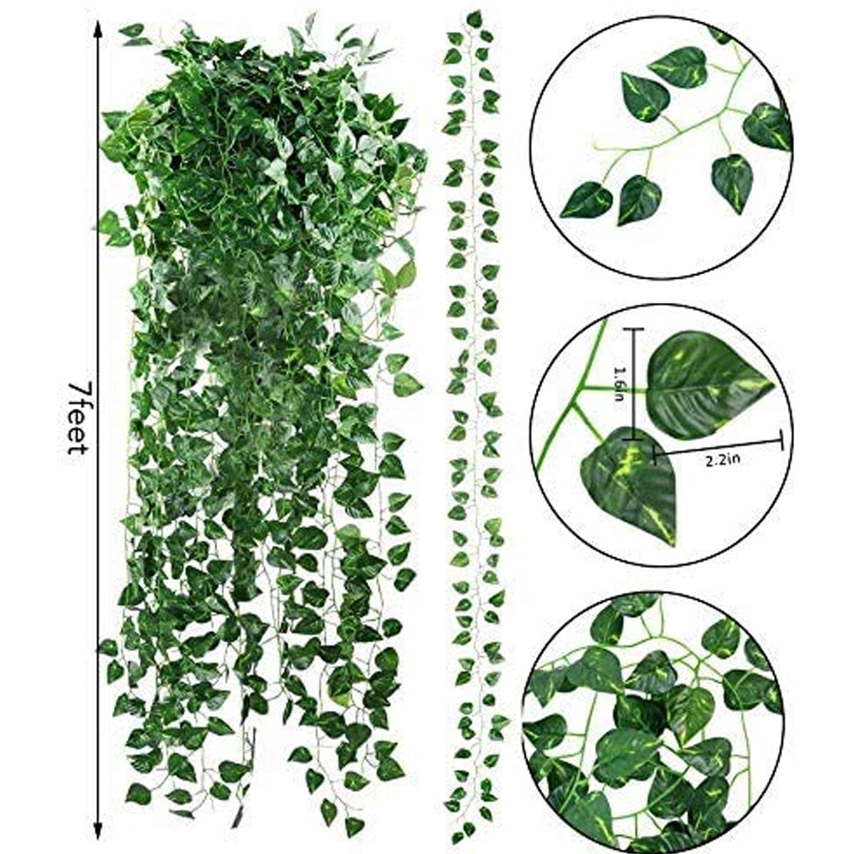 VRCT Wall Hanging Artificial Garland Money Plant Leaf Creeper (Length 6.5 Feet) - Pack of 5 Strings, Black, Brown(Plastic) 1