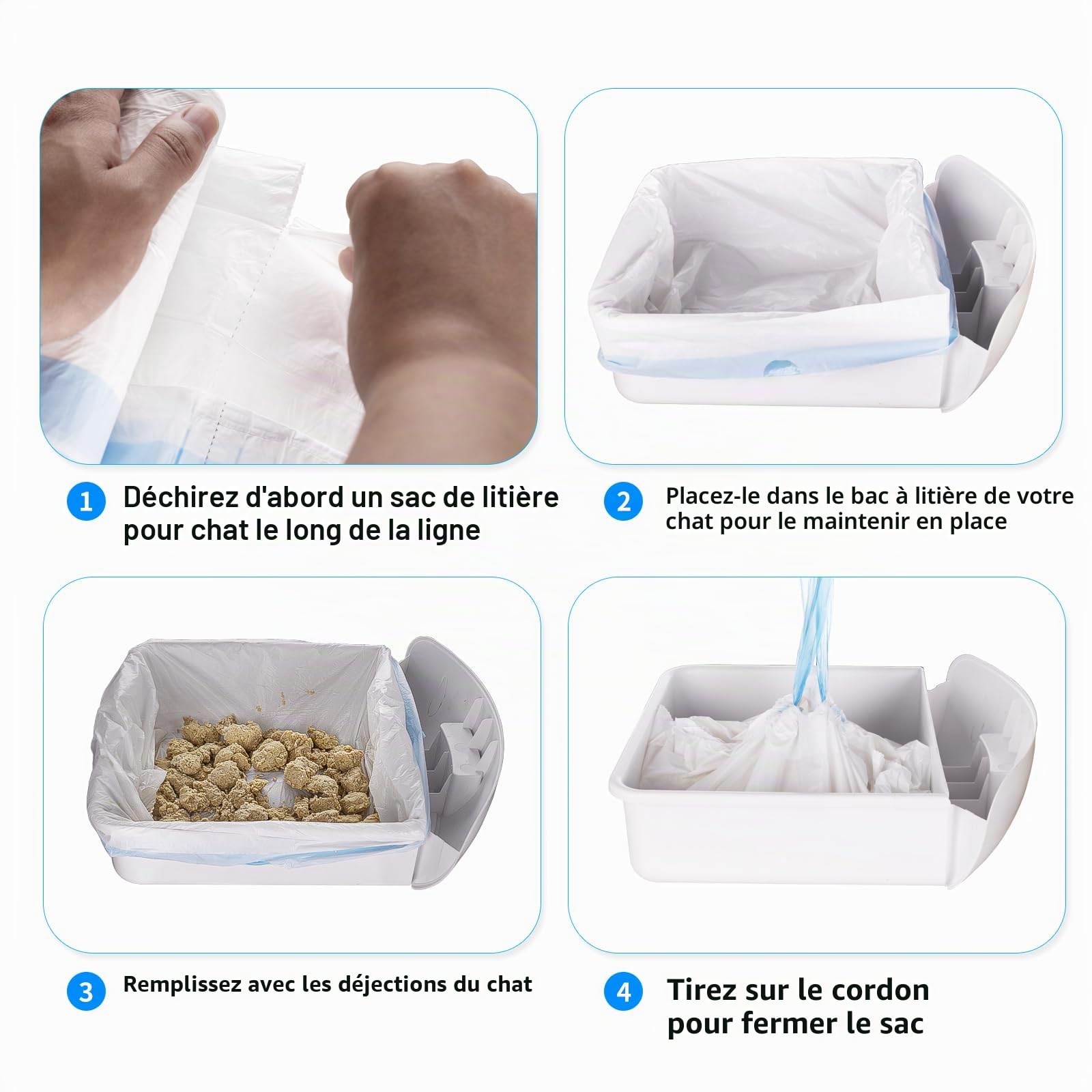 Cleanpethome Lot de 120 sacs de litière pour chat extra large