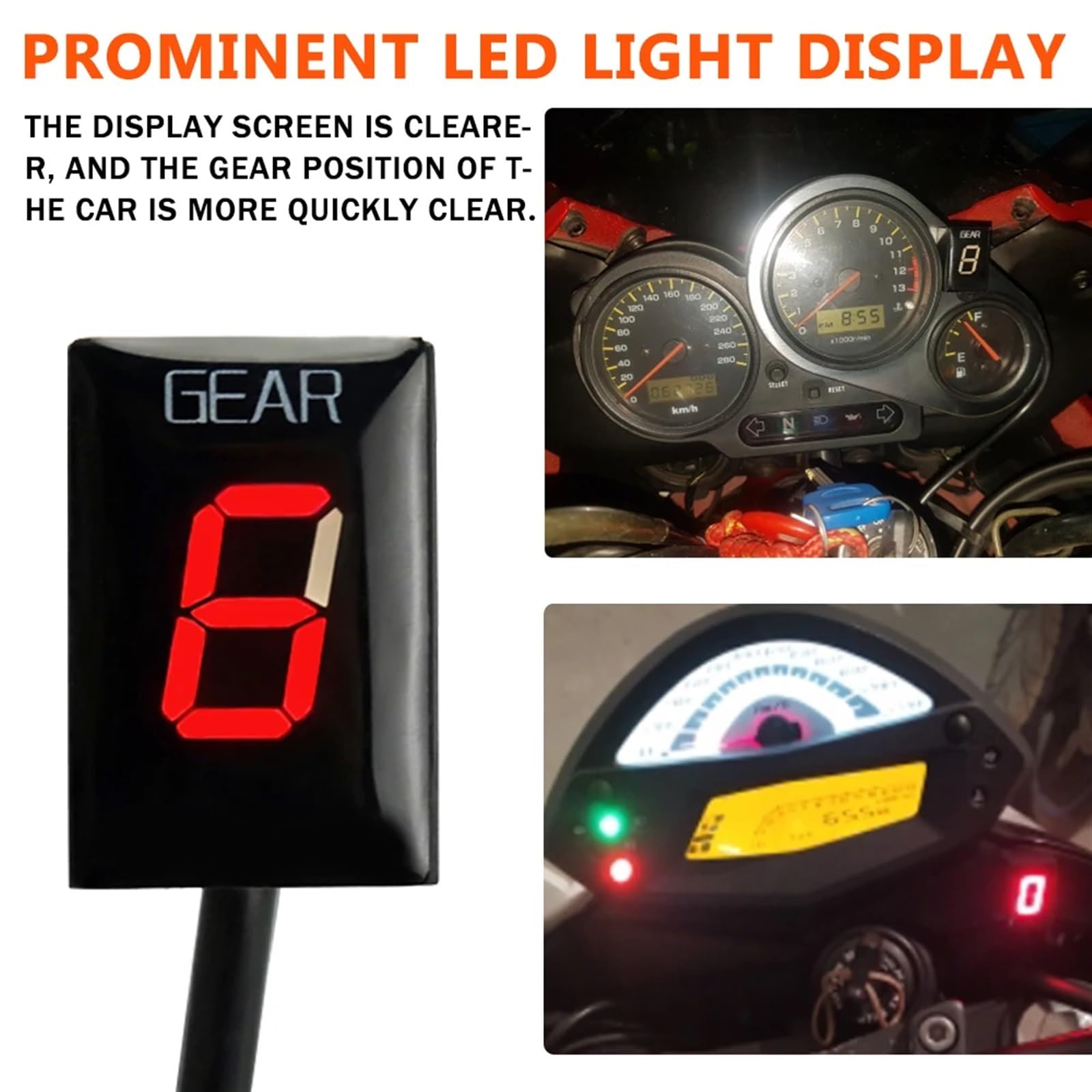 Motorcycle Gear Indicator Speed Display Meter Fit For YAMAHA FZ6 FZ1 FZ1N FZ 6 FZ 1 1N FZ1S FZ8 FZ16 FZ 8 FZ 16 TDM900 TDM 900 TDM Wodoodporny(White)