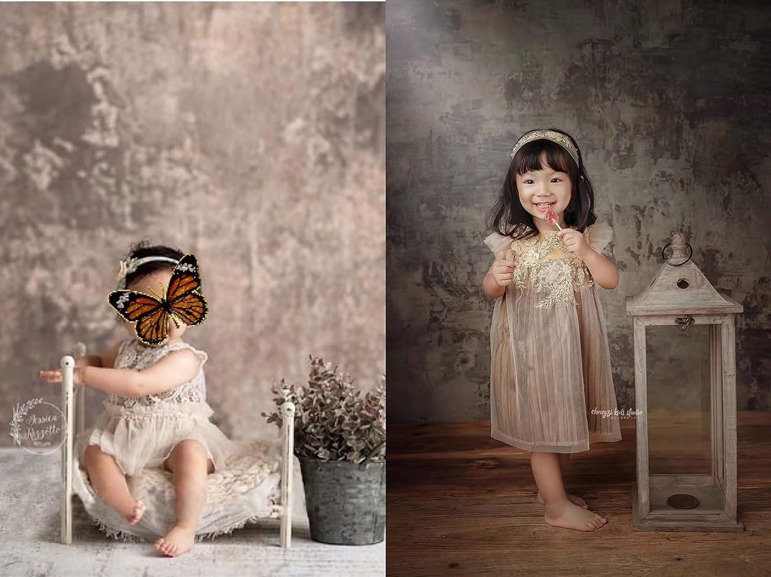 WaW Fotohintergrund Stoff 2x3m Grau Braun Shabby Mottled Beton Fotostudio Hintergrund Fotografie Rustic Vintage Porträt Fotoshooting