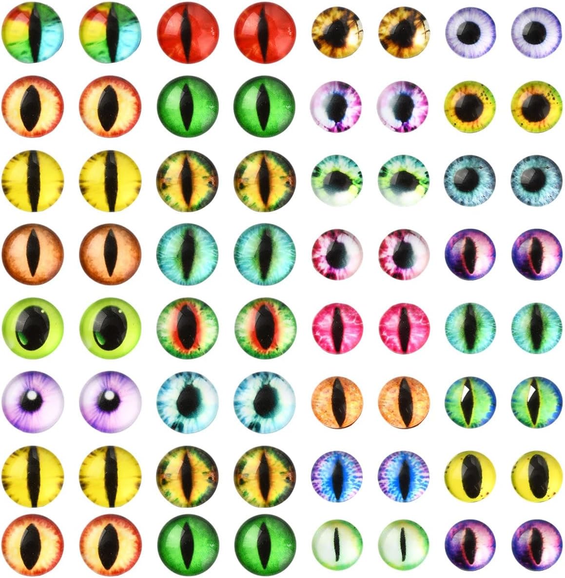 80pcs Dragon Eye Glass Cabochons - Mixed Two Styles