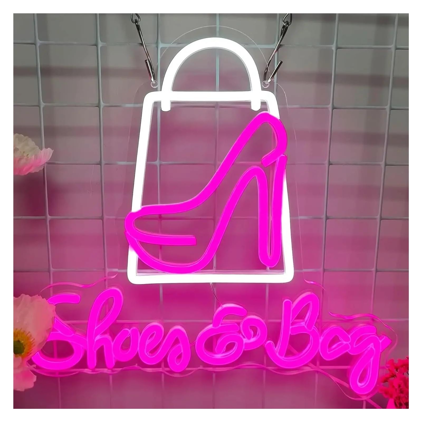 LEMST Signs Lamp Shoes Bag Neon Sign for Wall Decor USB Neon Light Sign for Shop Home Decor Clothing Store 35x34cm