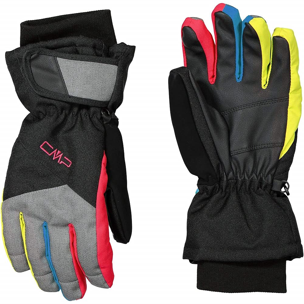 CMP Guantes de esquí de sarga para niños, Negro-B.Jewel-Fresa, 5.5