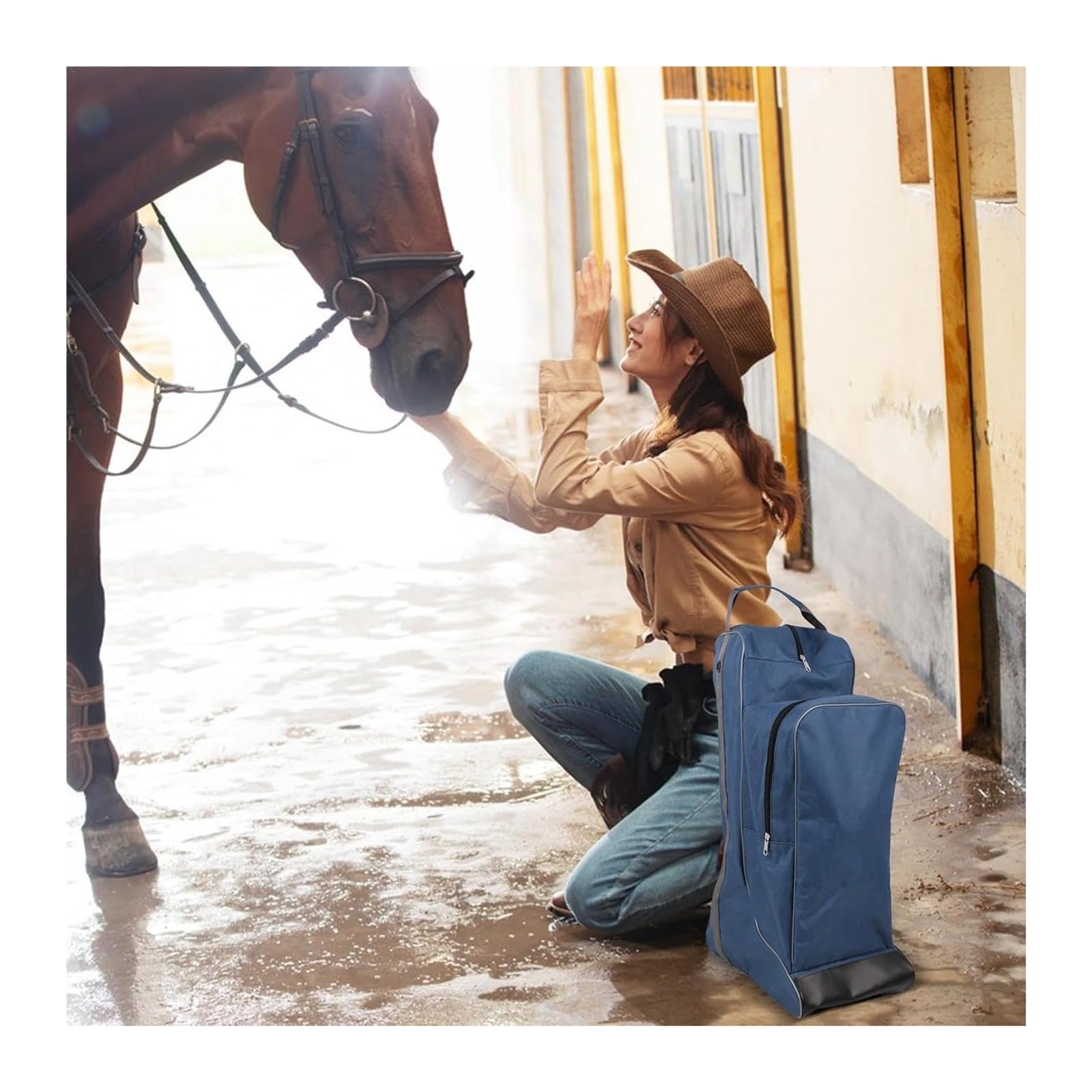 Borsa per stivali da equitazione, stivali alti professionali con supporto per casco e stoccaggio per attrezzi da viaggio