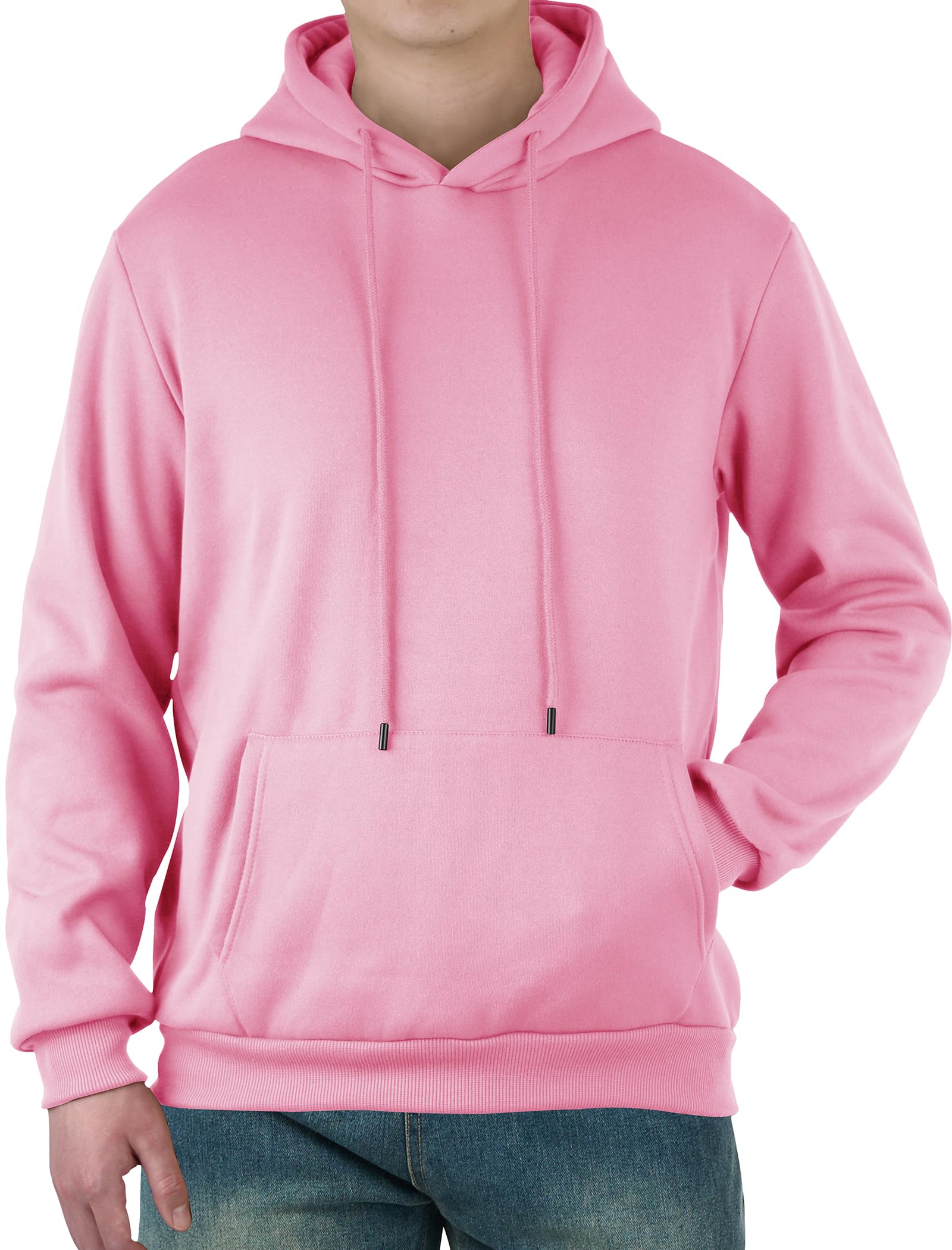 Menoio Mens Hooded Sweatshirt Casual Long Sleeve Fleece Hoodies Drawstring Workout Pullover with Kanga Pocket