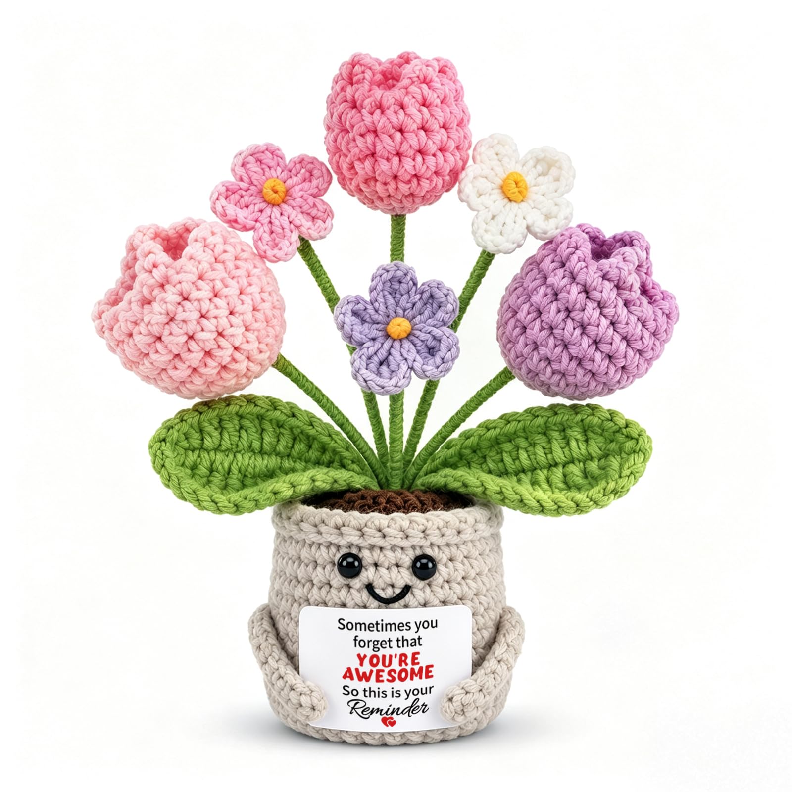 Gifts for Women, Birthday Gifts for Best Friend Her Daughter, Handmade Crochet Cute Small Tulip Gift