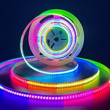 HAMRVL RGB COB LED Strip Light,FCOB WS2811 12V Programmable Flexible High Density Uniform Color Chasing LED Lights 576LED/m 16.4ft 10mm Wide Black PCB for Indoor DecorNo Controller and Power Supply