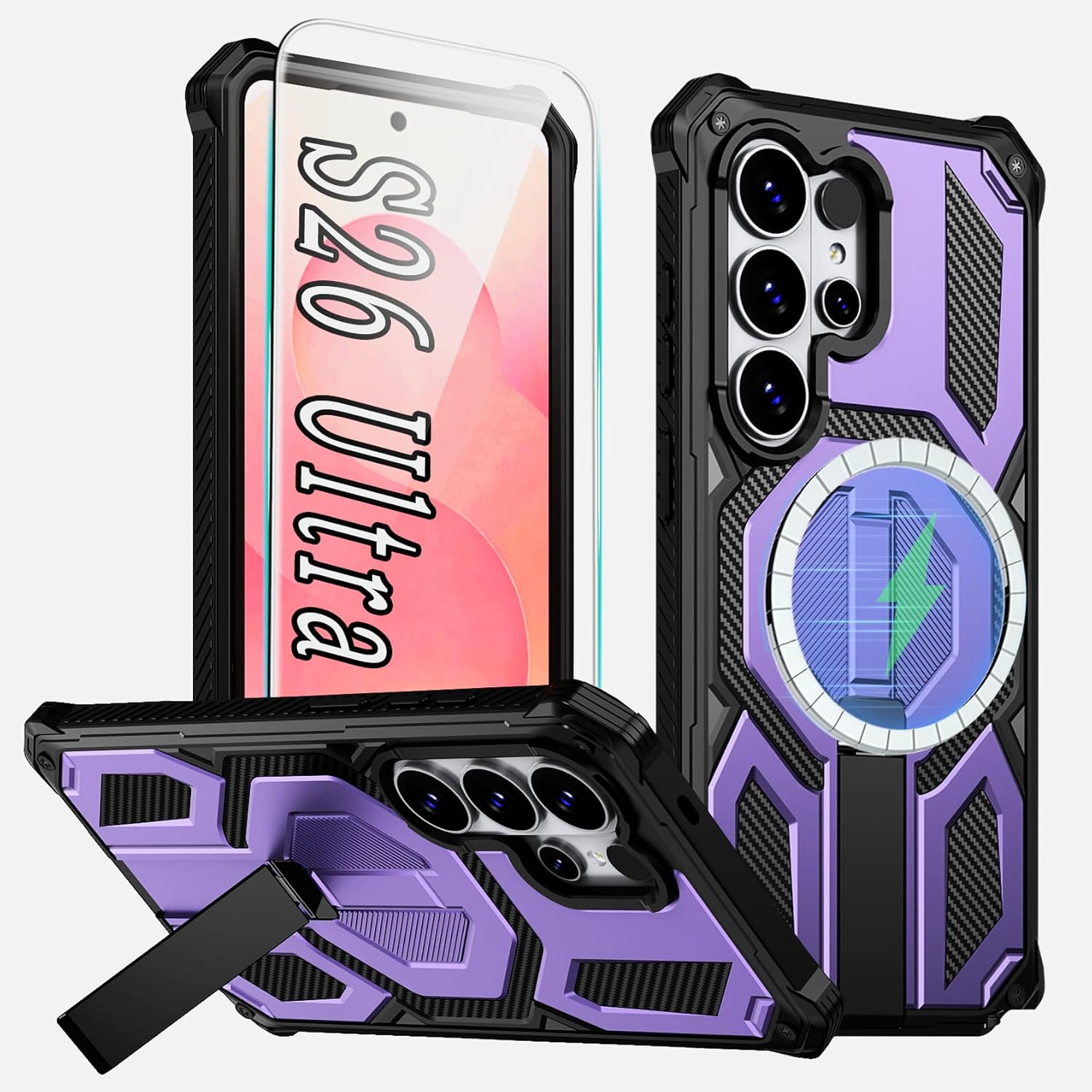 for Galaxy S26 Ultra Case Magnetic, with Screen Protector, [Compatible with MagSafe Accessories] Military Grade Protective Phone Case for Samsung S26 Ultra Case Purple