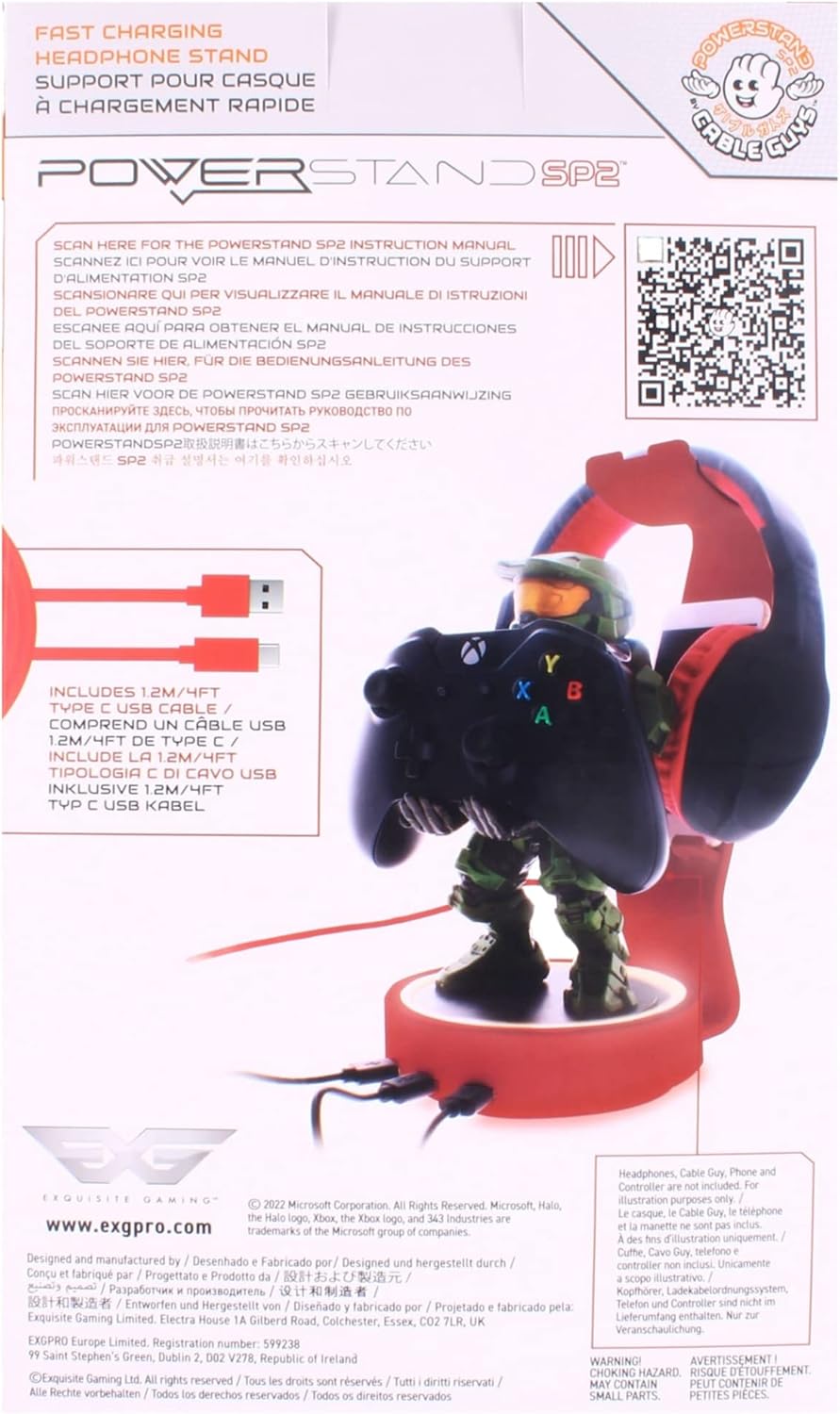 Cable Guys Powerstand SP2: RED - Light Up Three Port Charging Station & Headphone Cradle for Cable Guys, The Original Mobile Phone & Gaming Controller Holder, Exquisite Gaming