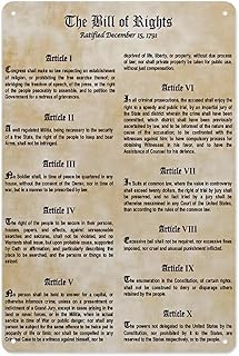 Metal Tin Sign 8 X 12 Inch - The US Constitution The Bill Of Rights Poster - Metal Plaque, For History Government Classroom School, Office Living Room Decor