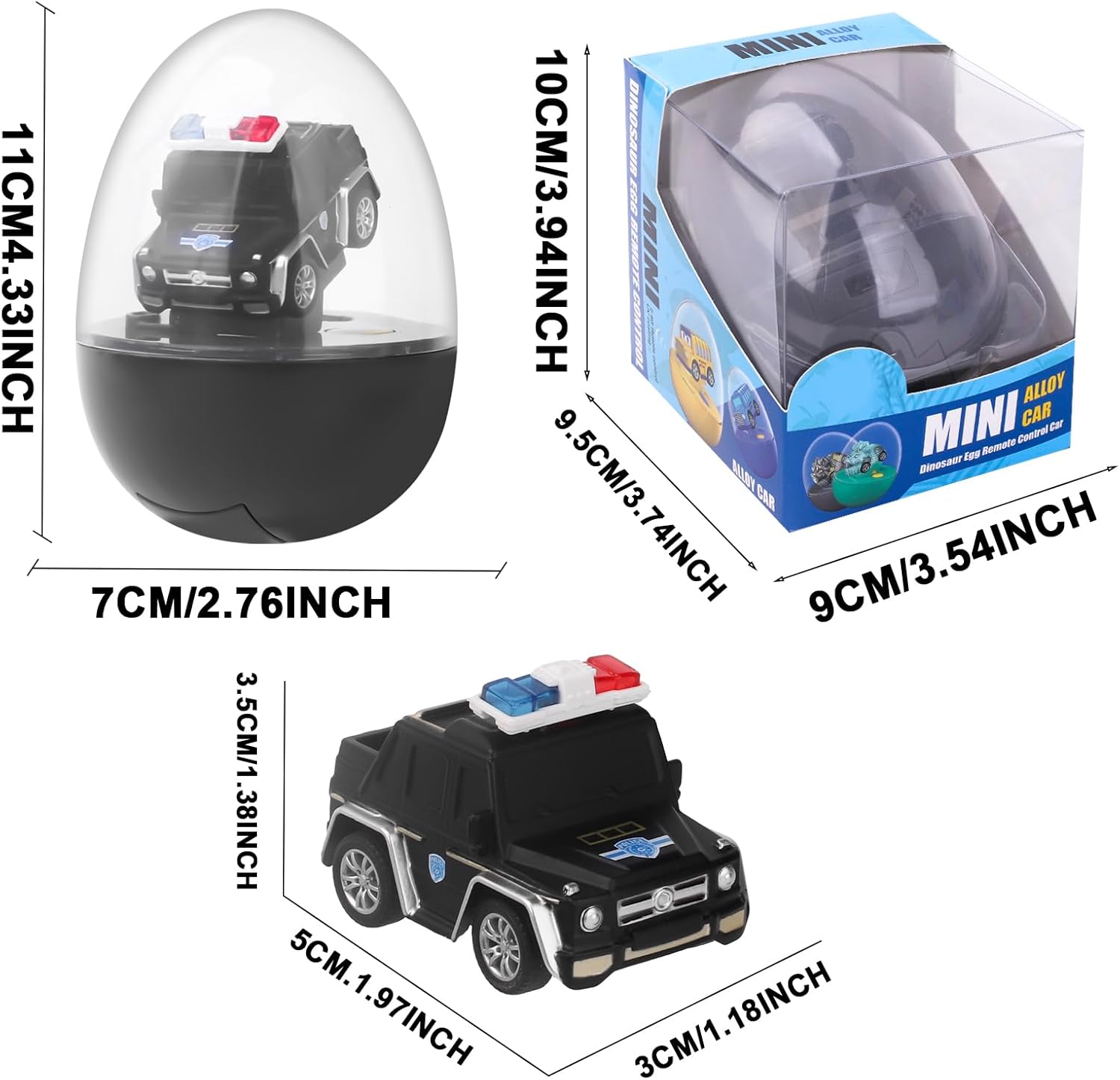 Dinosaur Egg Remote Control Car Toy, Mini 2.4 GHz Racing Cars Alloy Toy for Boys and Girls,Interactive Gifts Birthday Halloween Christmas,Black