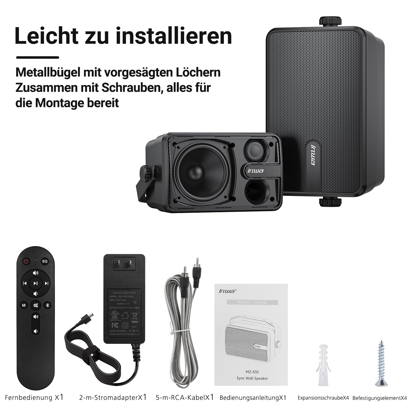 Inwa Bluetooth Lautsprecher 200W Spitzenleistung wasserdicht Stereo Sound Set Paar MZ650