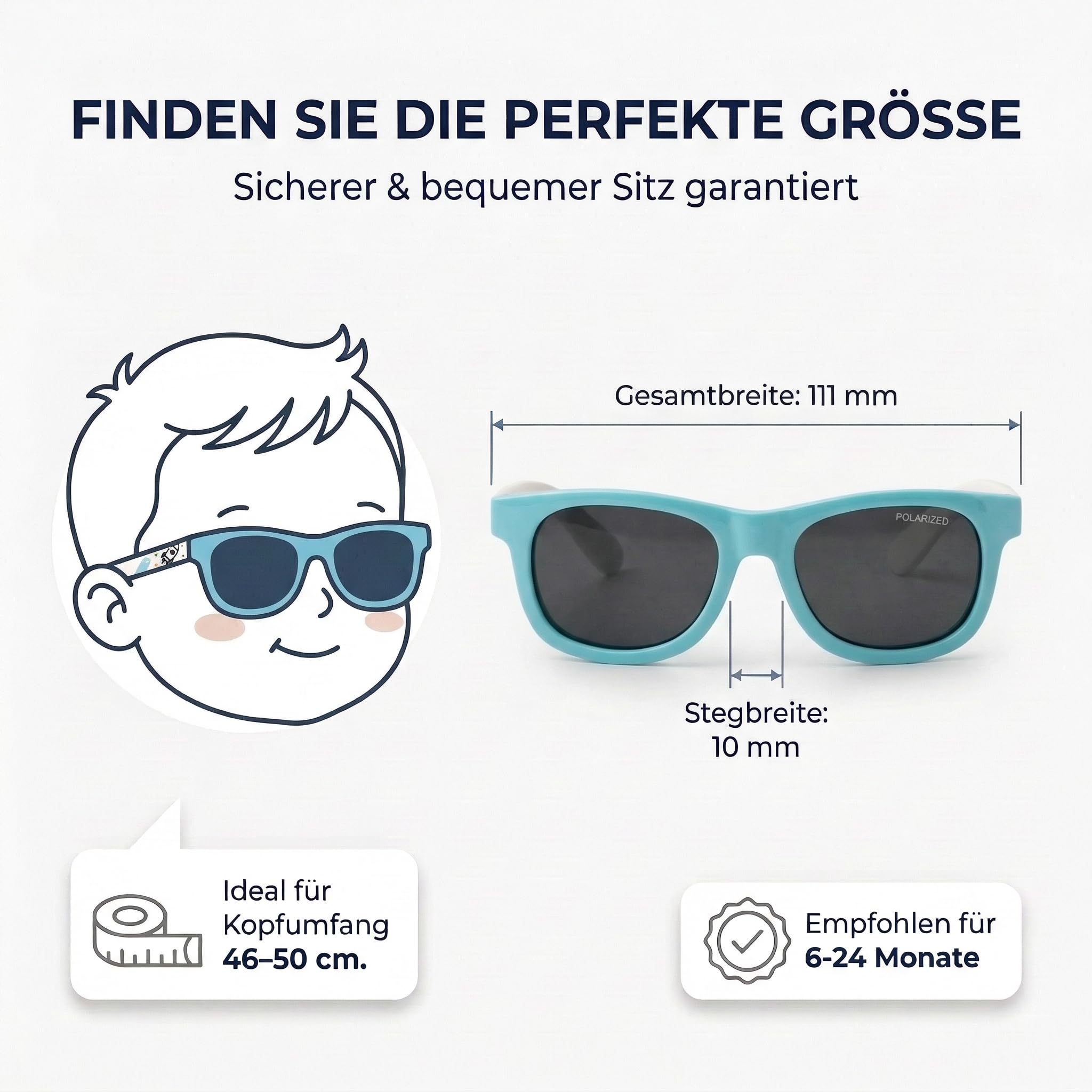 Kiddus Baby Sonnenbrille 8 Monate bis 2 Jahre, CAT4 Polarisierte Gläser, UV400 Schutzbrille für 1 Jahr Kleinkind, Jungen und Mädchen, Flexibles TPE, Barcelona Design