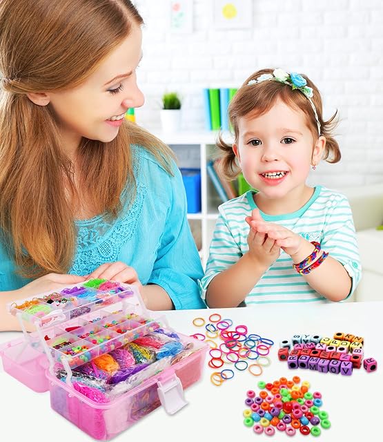 Foto 7 de 7 de Zaxiva Juego de 17.500 cintas de loom XXL con accesorios, 28 colores, kit de bandas de goma