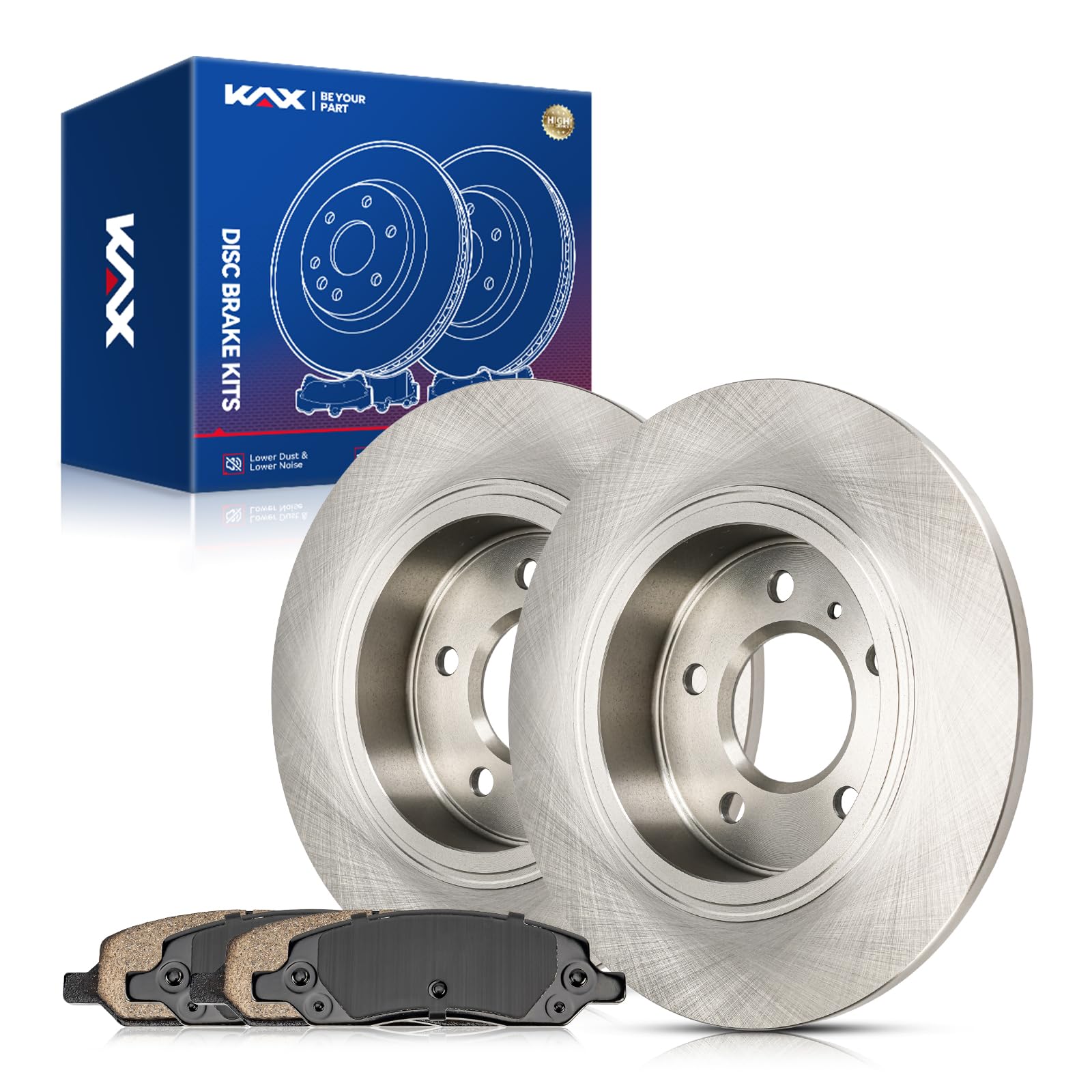 KAX Rear Brake Kit, OE Brake Rotors and Ceramic Brake Pads | Fits Buick Lucerne 2006-2011, Cadillac DTS 2006-2011 4.6L, Automotive Replacement Brake Kit