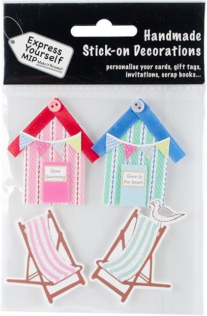 Express Yourself MIP MIP 3D Stickers Beach Huts and Deck Chairs, Acrylic, Multicoloured, 0.09 x 3.9 x 5.9 cm