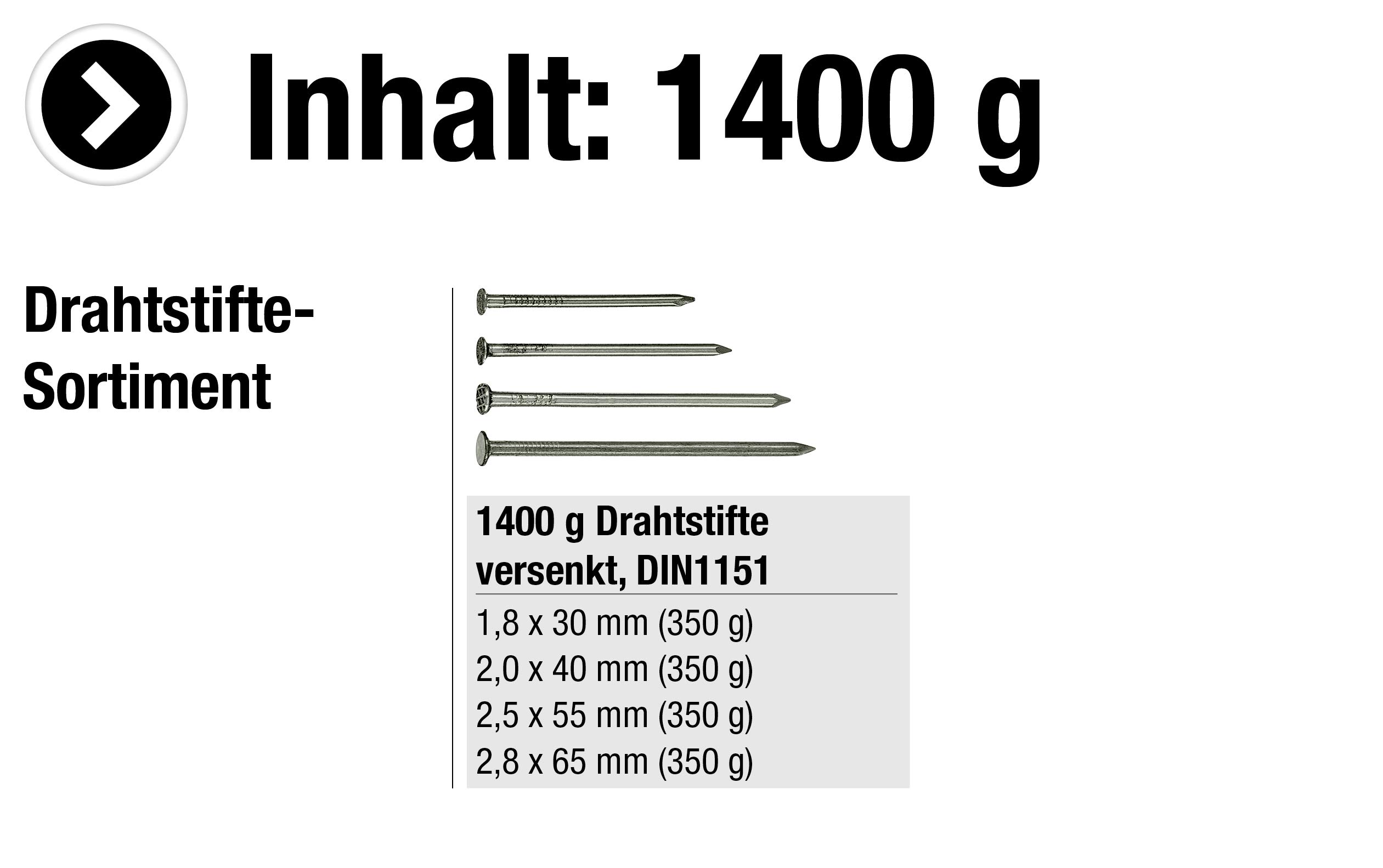 Image secondaire de Connex B30053 Jeu de Clous/Pointes 4 sortes galvanisés 1,4 kg