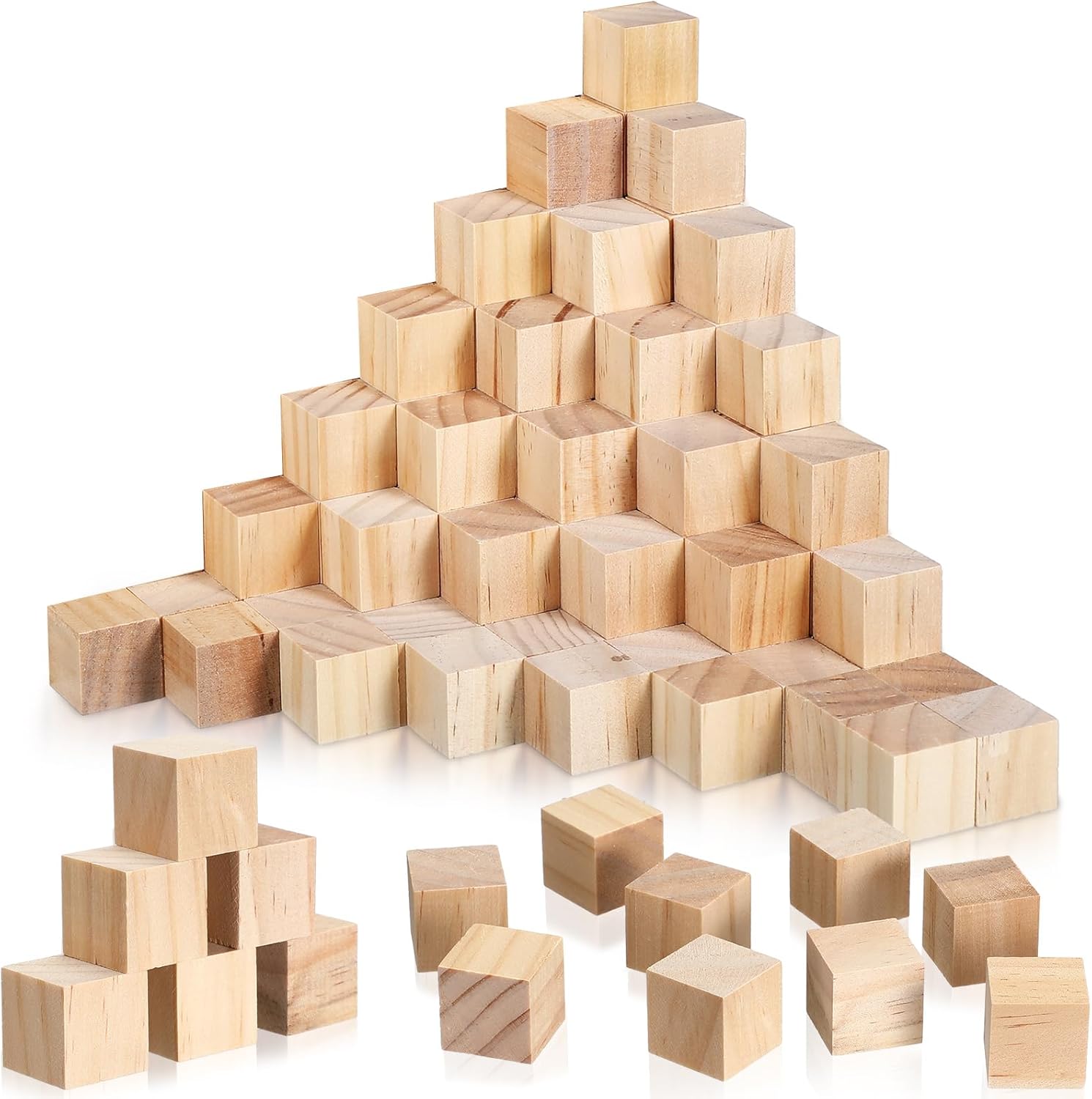 Barydat 300 Pcs 1 in Wooden Cubes, Unfinished Wooden Blocks for Crafting Natural Craft Wood Square Blank Cube for DIY Project Baby Showers