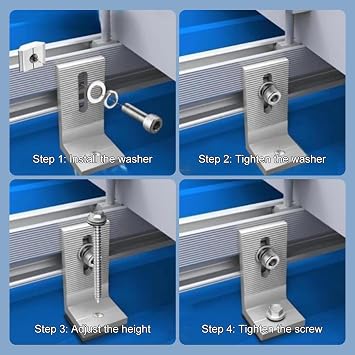 8PCS L-Foot Solar Mounts with Screws and Accessories, Heavy-Duty Aluminum Alloy Photovoltaic Panel Mounting Bracket, Photovoltaic Mount, Waterproof Solar Panel Bracket for Roof PV System