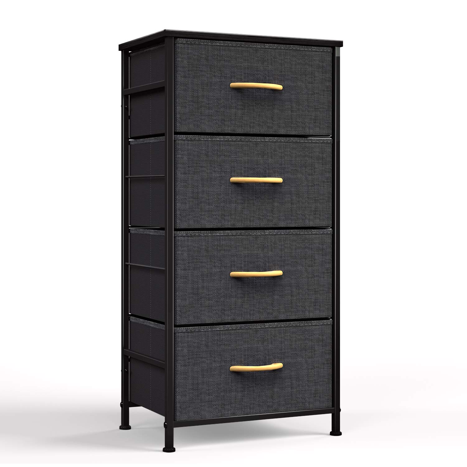 ROMOON 4 Drawer Fabric Dresser Storage Tower, Organizer Unit for Bedroom, Closet, Entryway, Hallway, Nursery Room - Black, 17.7 " L x 11.7" W x 36.4" H
